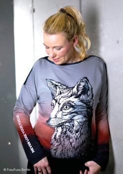 Preview: French Terry Panel Wolfsgesicht Rot ca. 88 cm Sunset Serie by Thorsten Berger von Swafing